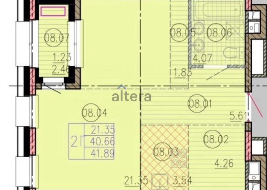 Продаётся 2-комнатная квартира, 41.89 м²