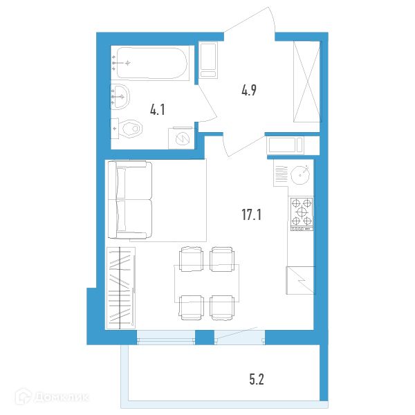 Продаётся студия, 27.7 м²