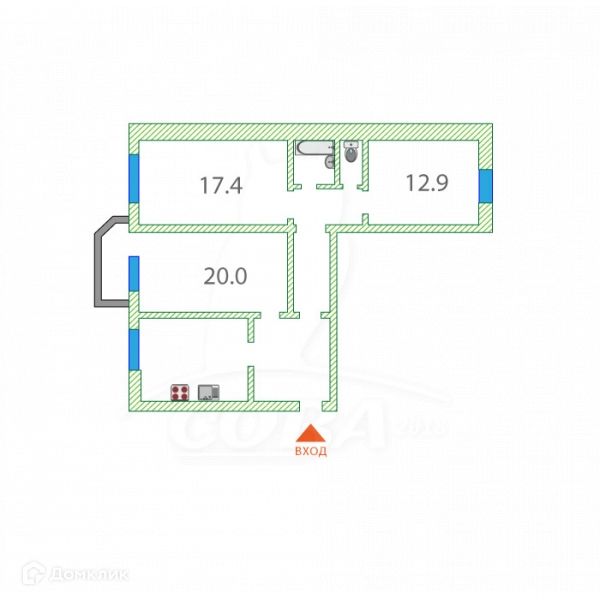 Продаётся 3-комнатная квартира, 86.1 м²