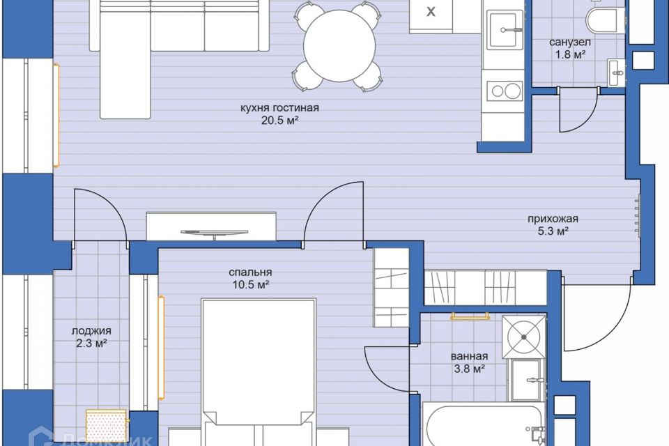 Продаётся 2-комнатная квартира, 44.2 м²