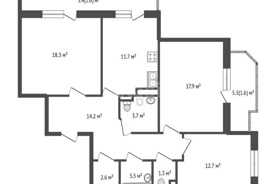 Продаётся 3-комнатная квартира, 87.5 м²