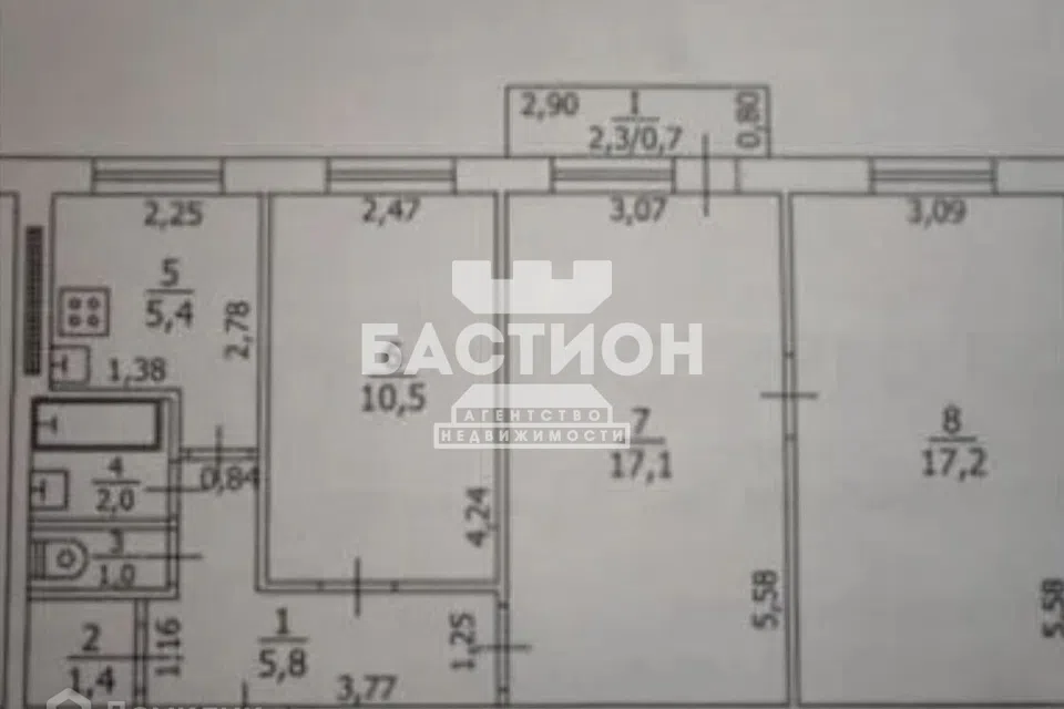 Продаётся 3-комнатная квартира, 61.2 м²