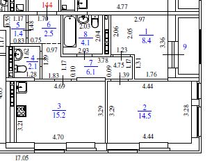 Продаётся 2-комнатная квартира, 54.3 м²