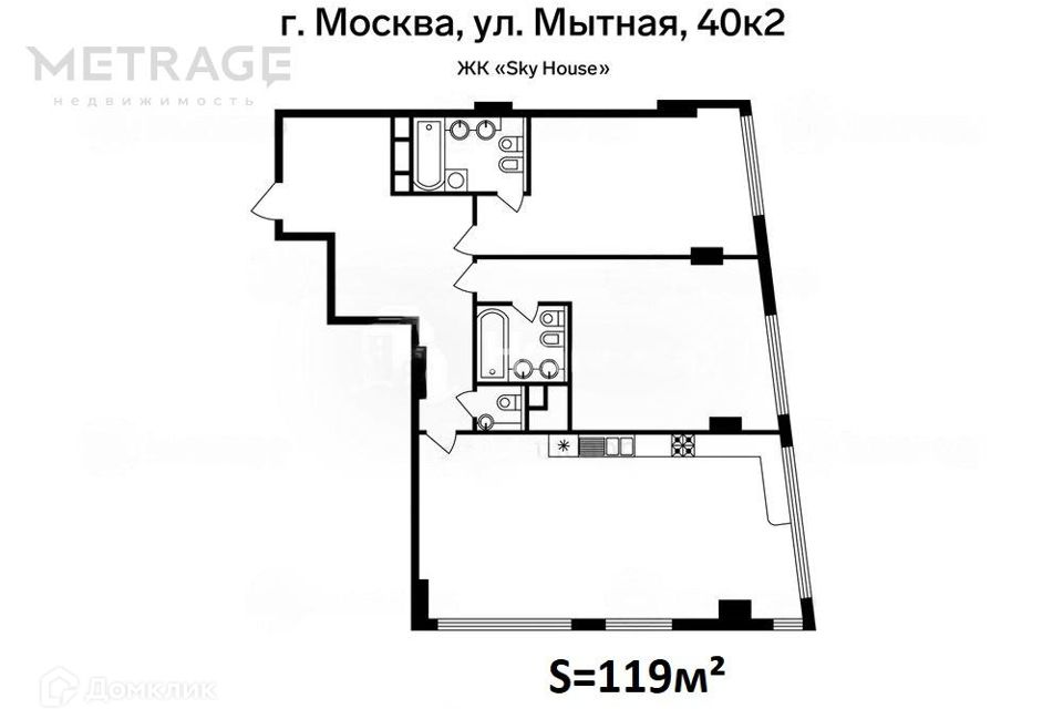 Продаётся 3-комнатная квартира, 119 м²