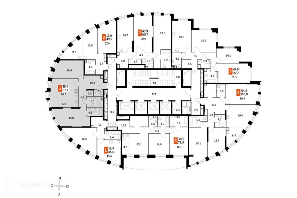 Продаётся 2-комнатная квартира, 87.3 м²