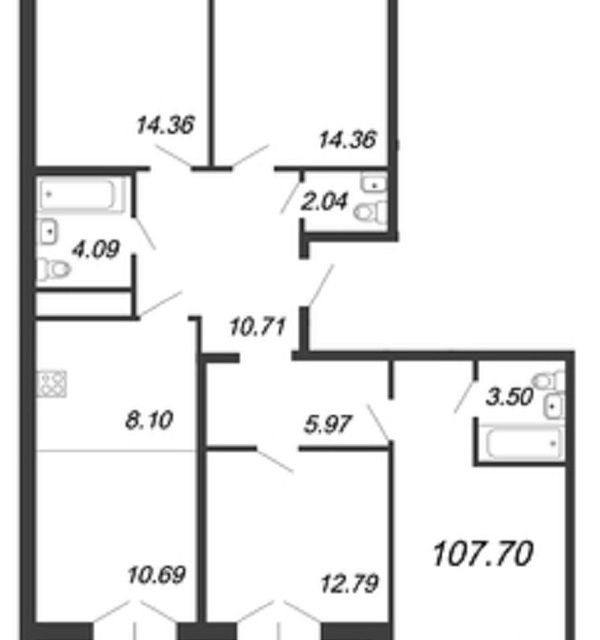 Продаётся 4-комнатная квартира, 107.7 м²