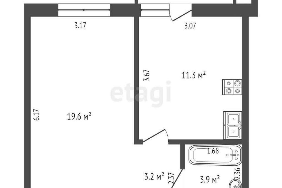 Продаётся 1-комнатная квартира, 38 м²