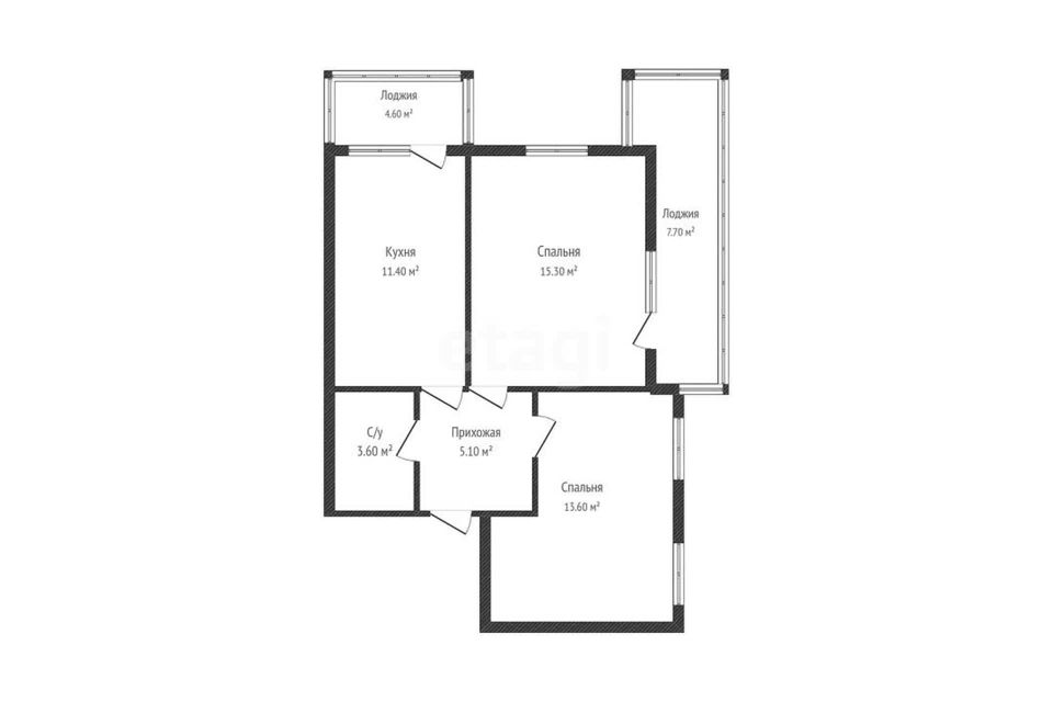 Продаётся 2-комнатная квартира, 49.3 м²