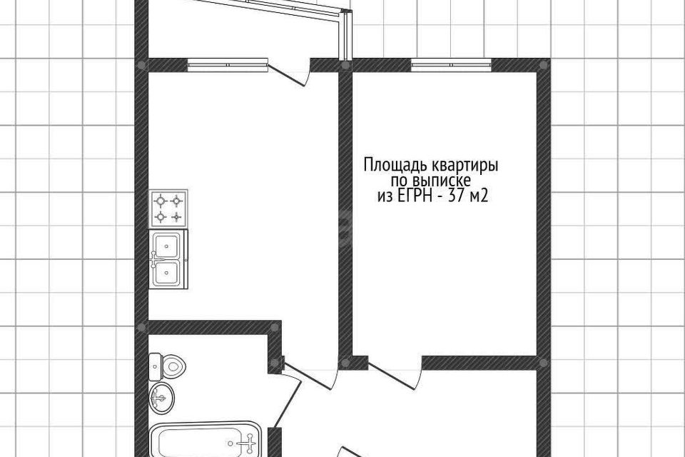 Продаётся 1-комнатная квартира, 37 м²