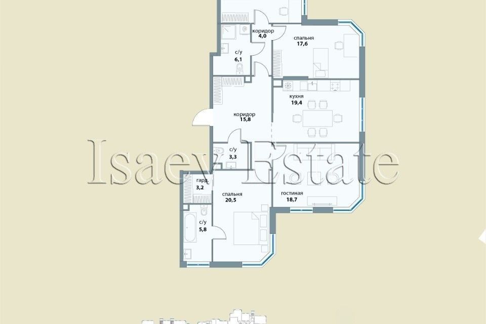 Продаётся 4-комнатная квартира, 130.1 м²