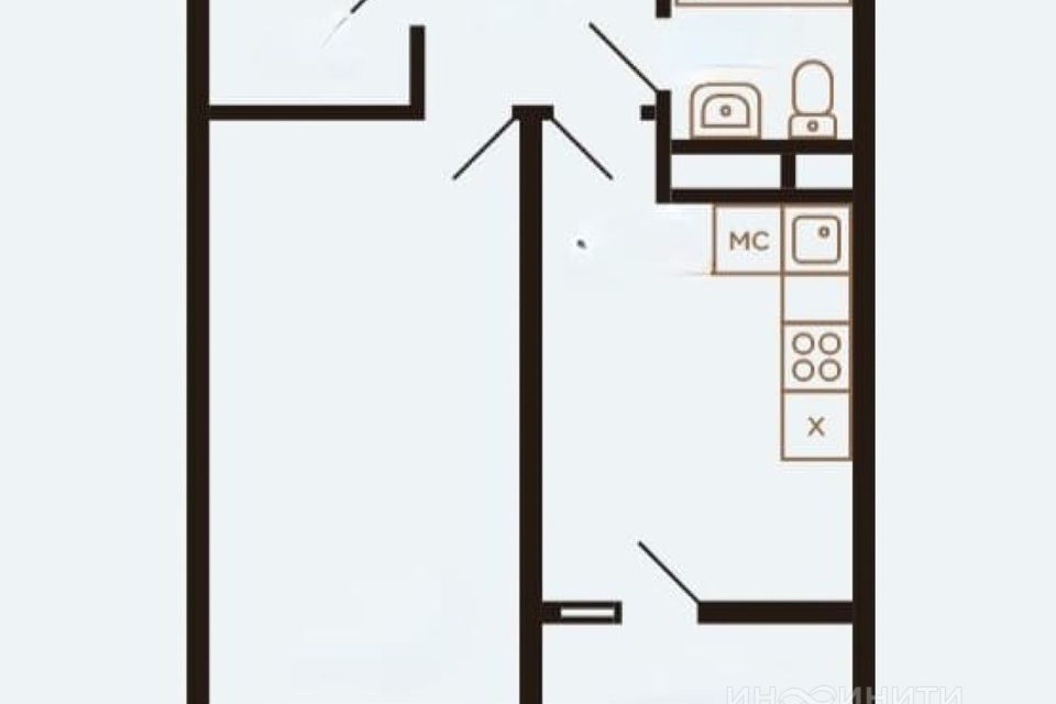 Продаётся 1-комнатная квартира, 35.4 м²