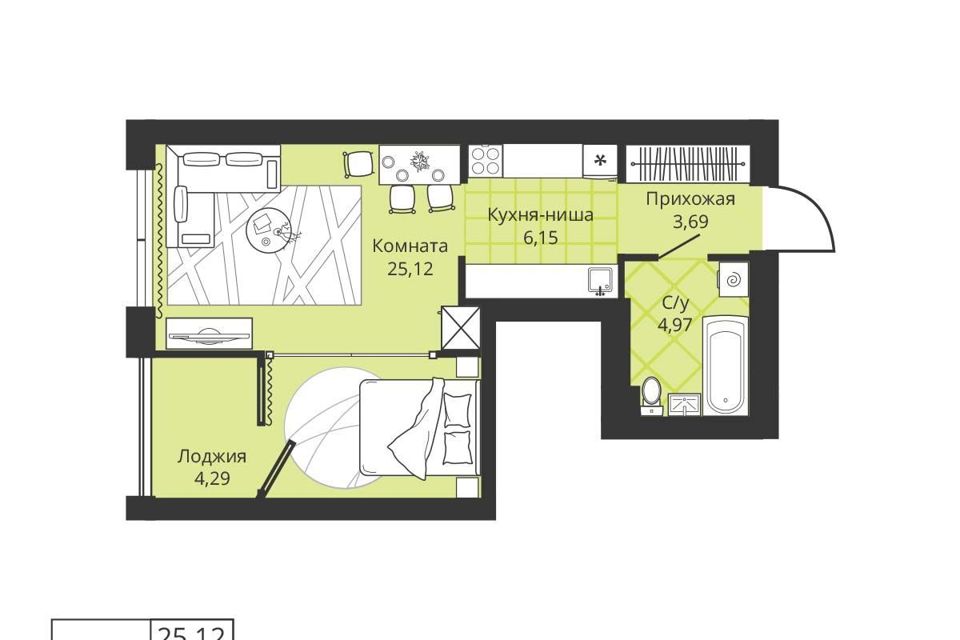 Продаётся студия, 39.93 м²