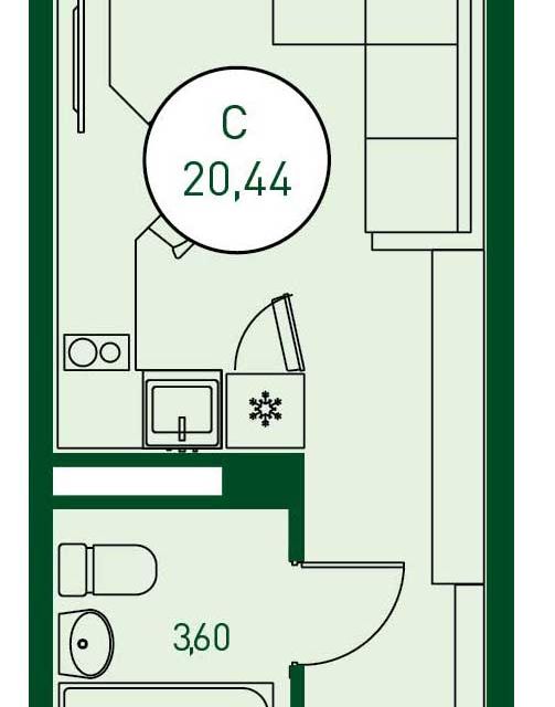 Продаётся студия, 20 м²