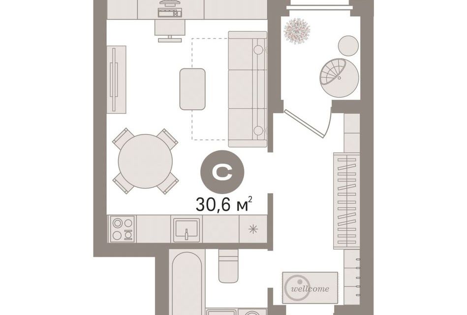 Продаётся студия, 30.6 м²