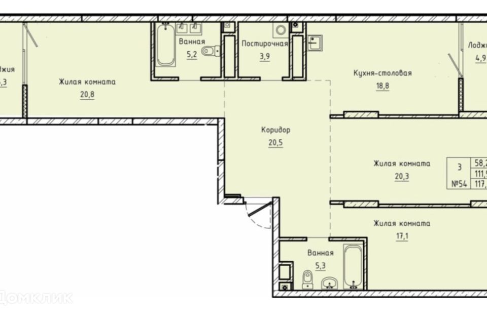 Продаётся 3-комнатная квартира, 112.2 м²