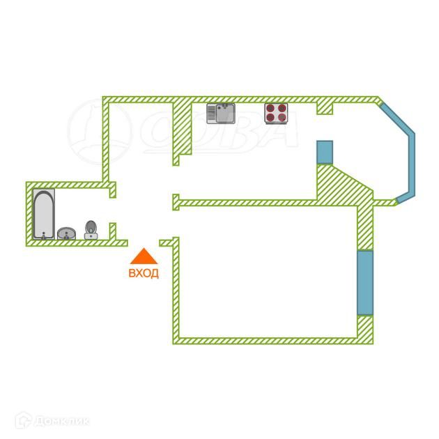 Продаётся 1-комнатная квартира, 34.6 м²
