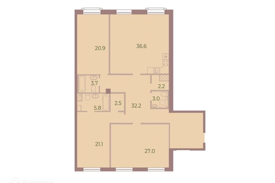 Продаётся 3-комнатная квартира, 155.6 м²