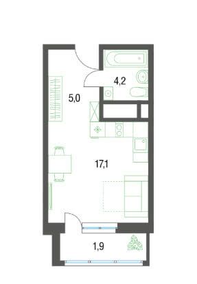 Продаётся студия, 28 м²