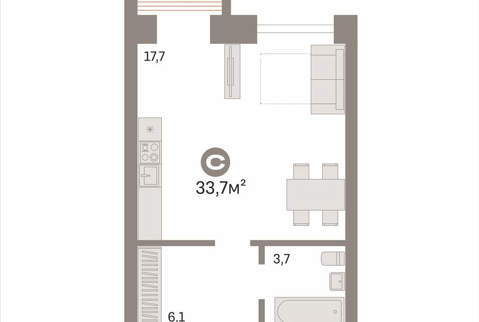 Продаётся студия, 33.7 м²