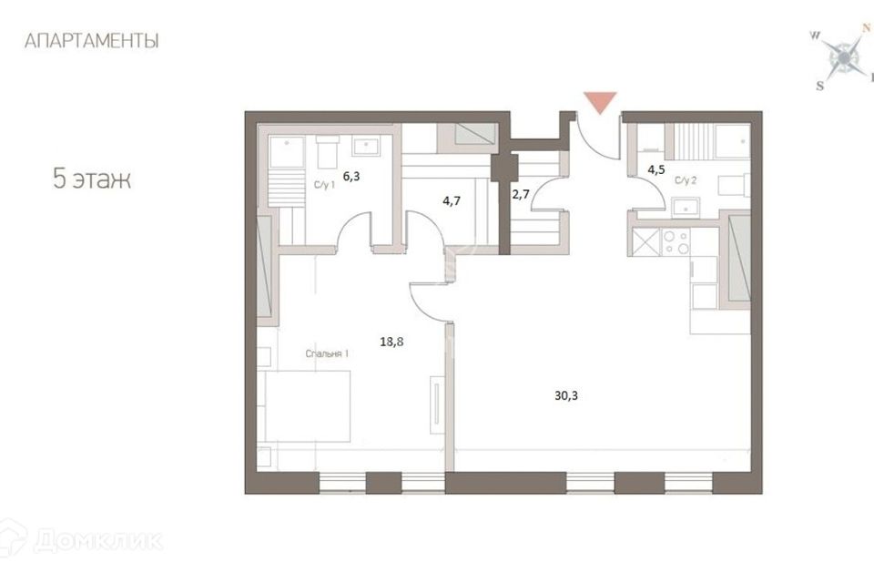 Сдаётся 2-комнатная квартира, 70 м²