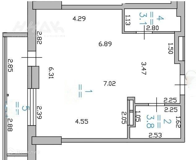 Продаётся 1-комнатная квартира, 50 м²