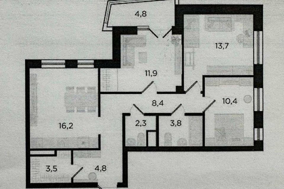 Продаётся 3-комнатная квартира, 77.79 м²