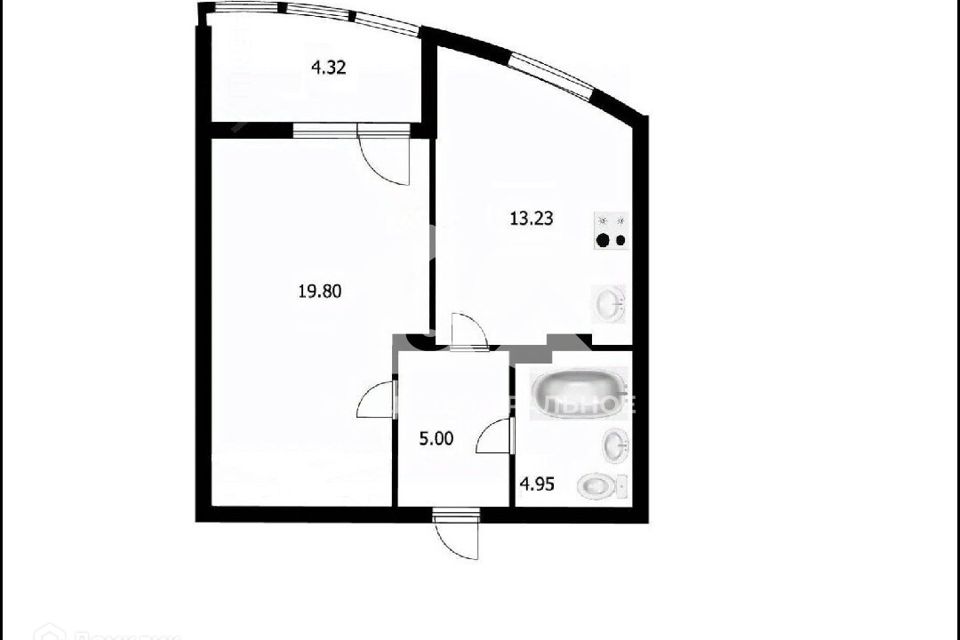 Продаётся 1-комнатная квартира, 46 м²