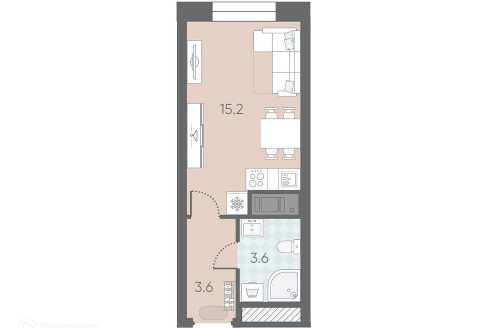 Продаётся студия, 22.9 м²