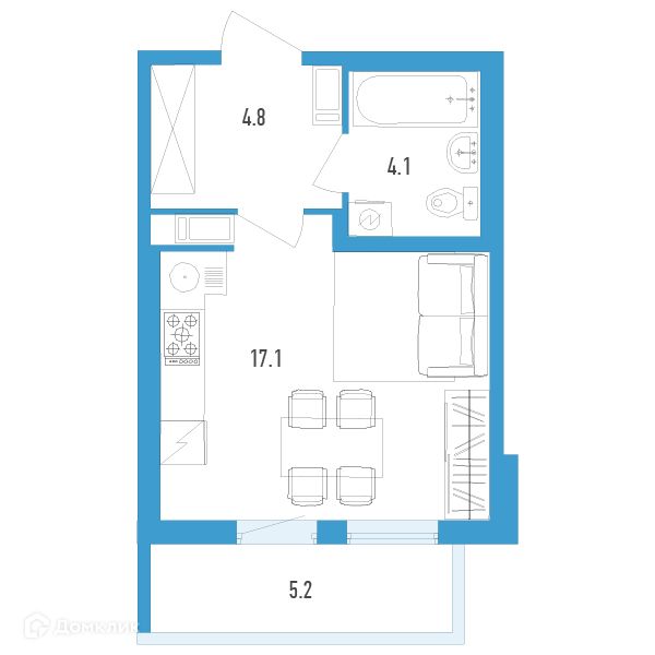 Продаётся студия, 27.6 м²