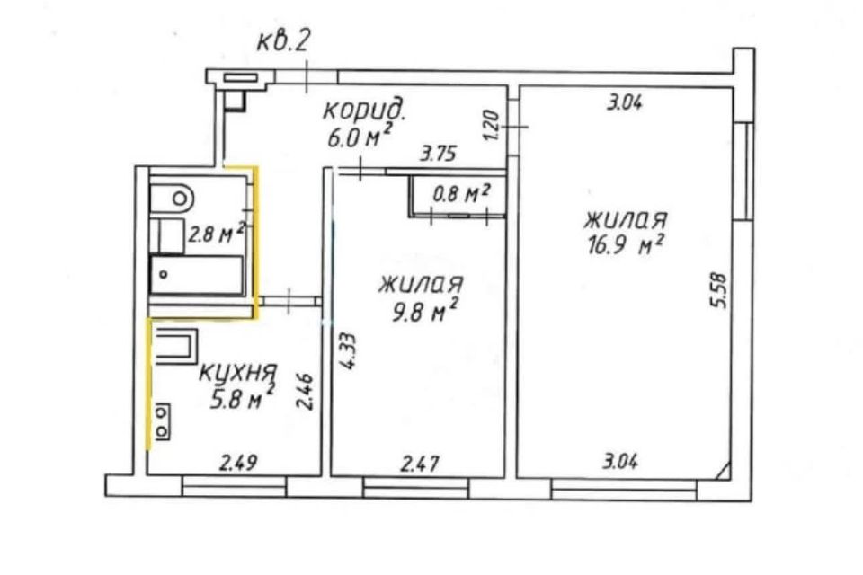 Размеры комнат в двухкомнатной хрущевке фото 3