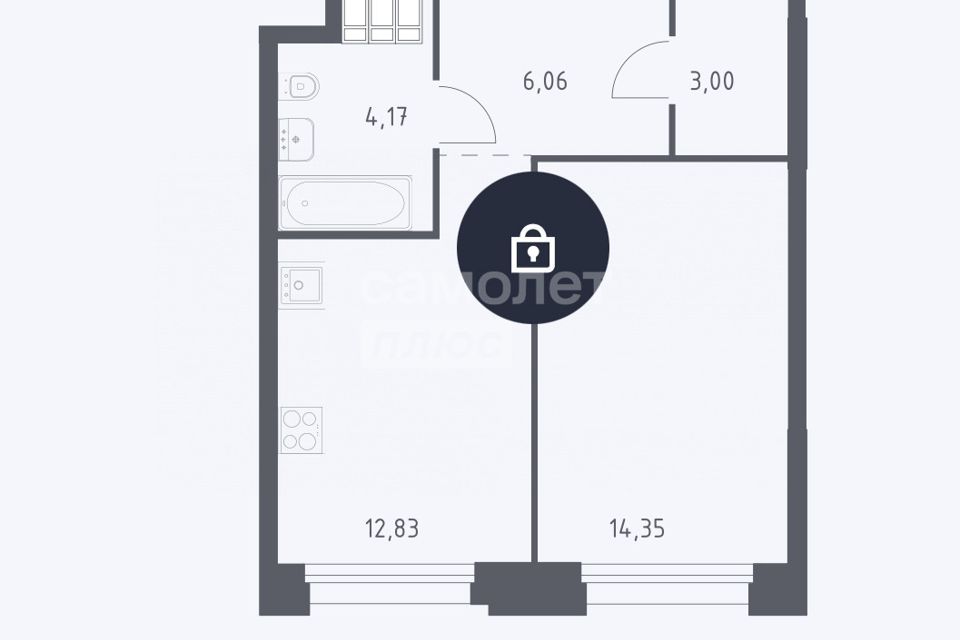 Продаётся 1-комнатная квартира, 40.7 м²