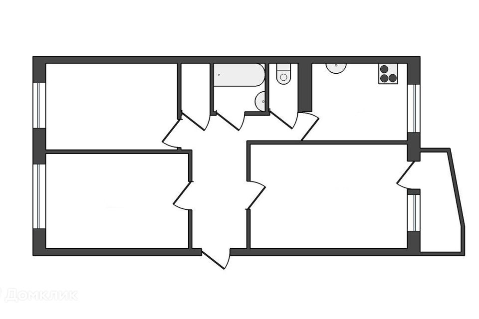 Продаётся 3-комнатная квартира, 62.2 м²