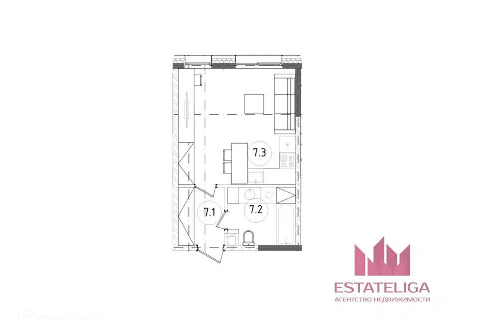 Продаётся студия, 28.8 м²