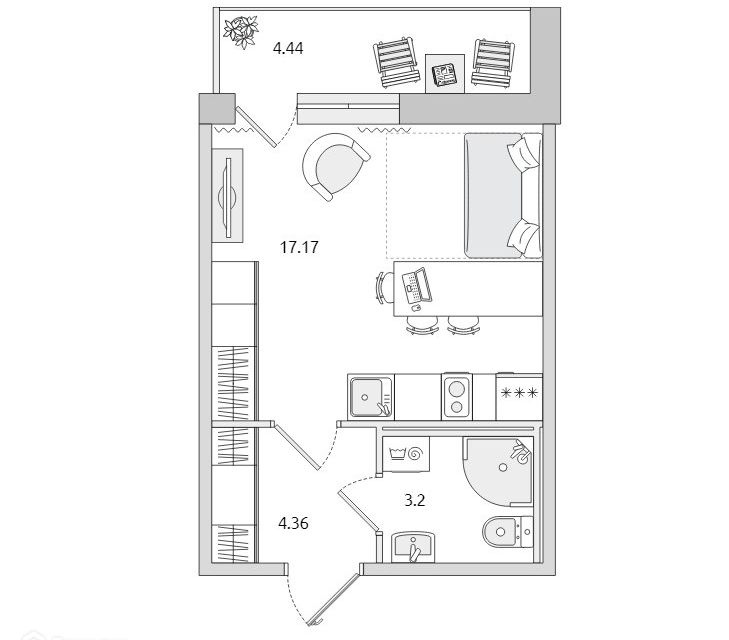 Продаётся студия, 29.2 м²