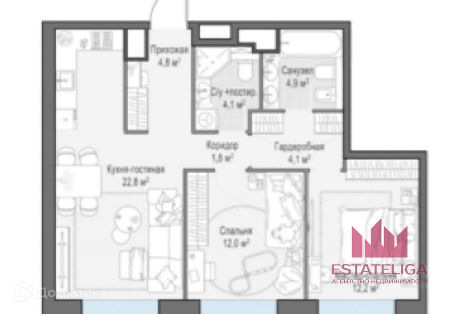 Продаётся 2-комнатная квартира, 67 м²