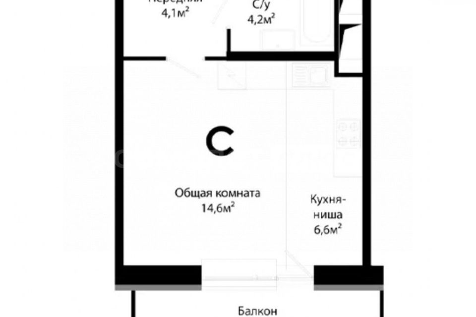 Продаётся студия, 35.7 м²