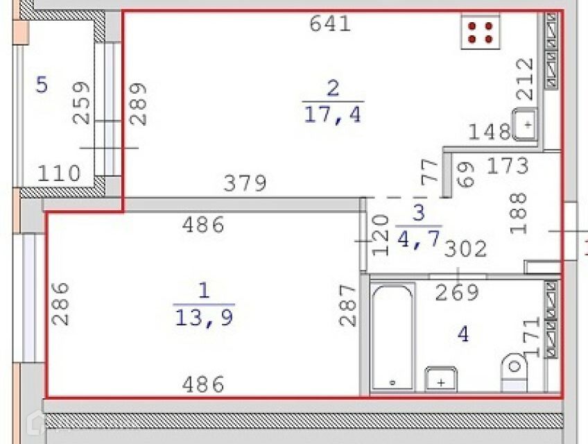 Продаётся 1-комнатная квартира, 40.6 м²