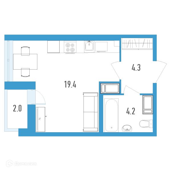 Продаётся студия, 28.9 м²