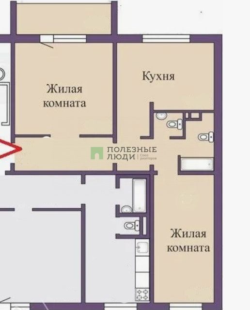Продаётся 2-комнатная квартира, 64.6 м²