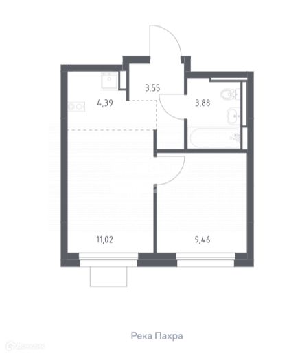 Продаётся 1-комнатная квартира, 32.3 м²