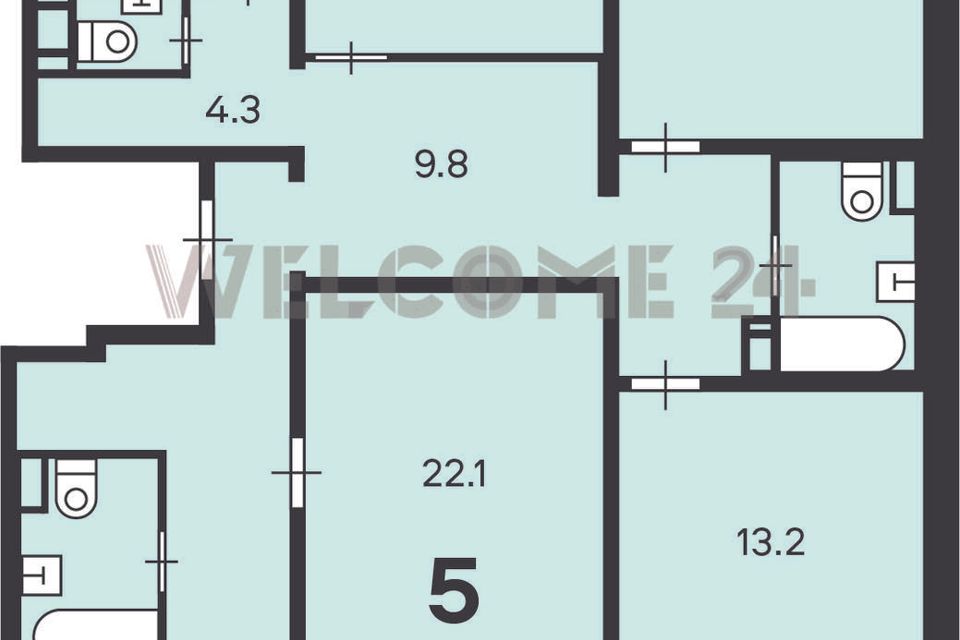 Продаётся 5-комнатная квартира, 131 м²