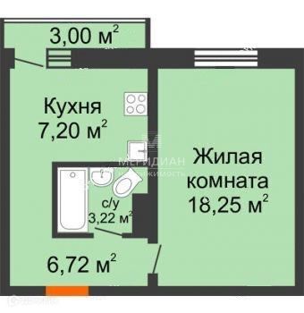 Продаётся 1-комнатная квартира, 35.2 м²