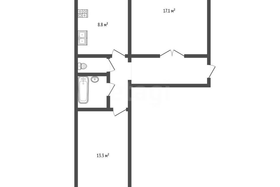 Продаётся 2-комнатная квартира, 54 м²