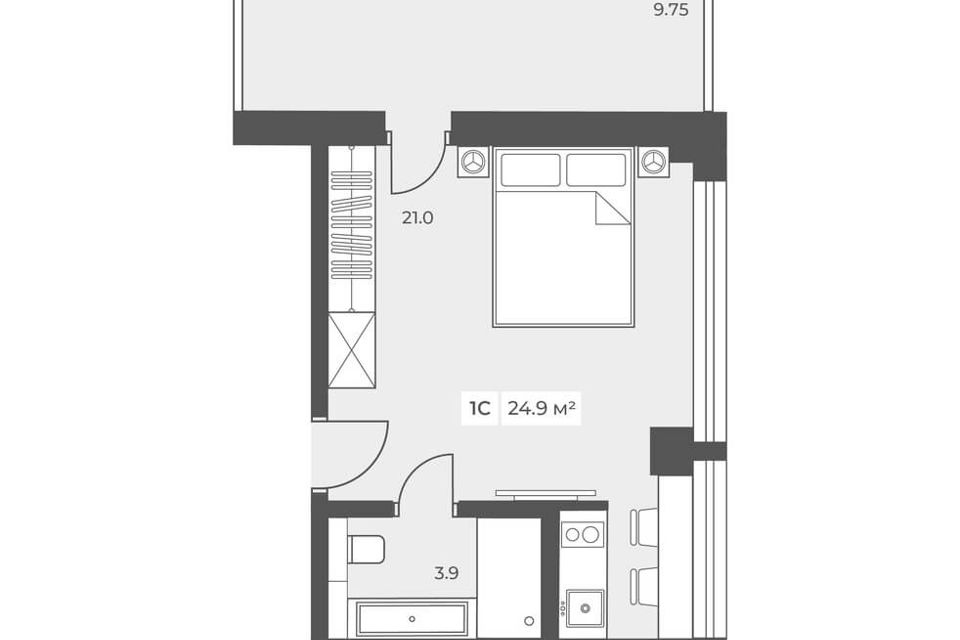 Продаётся студия, 24.9 м²