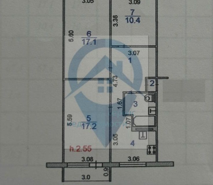 Продаётся 3-комнатная квартира, 67.4 м²