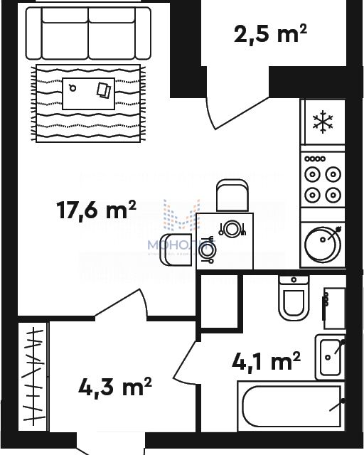 Продаётся студия, 27.25 м²