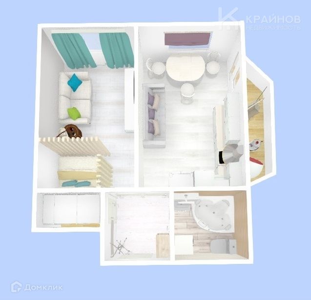 Продаётся 1-комнатная квартира, 45 м²