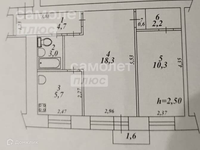 Продаётся 2-комнатная квартира, 44.8 м²