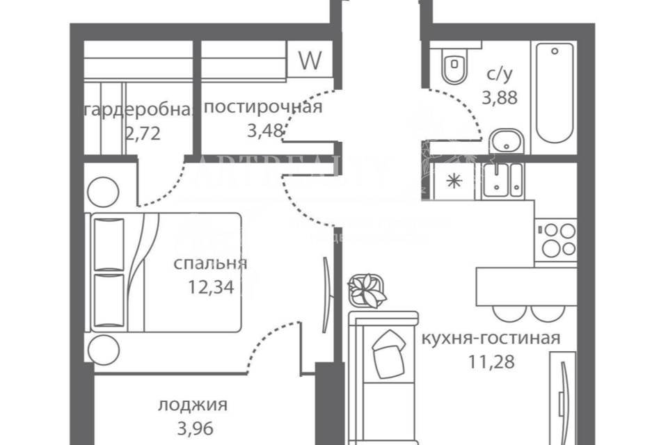 Продаётся 1-комнатная квартира, 40.5 м²