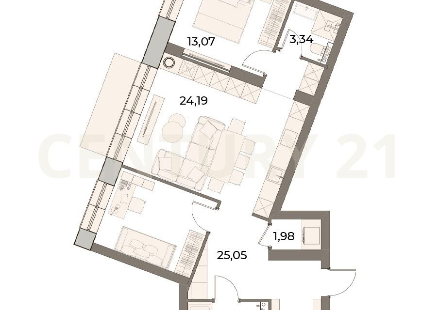 Продаётся 2-комнатная квартира, 74 м²